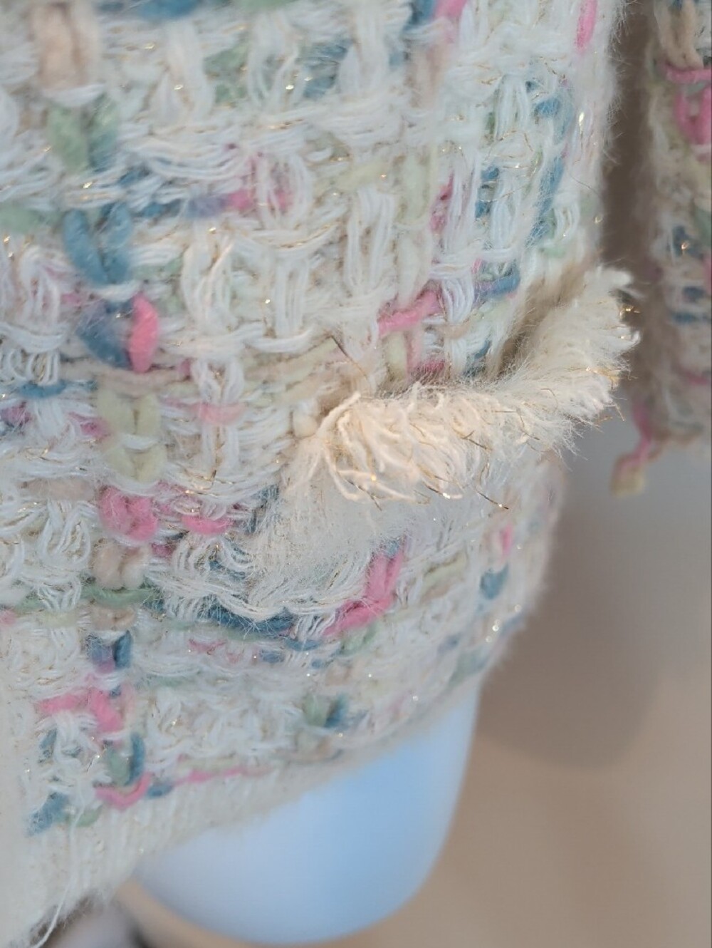 Cocobleu Women's Cream Multicolor Bouclé Blazer - M - Picture 6 of 10